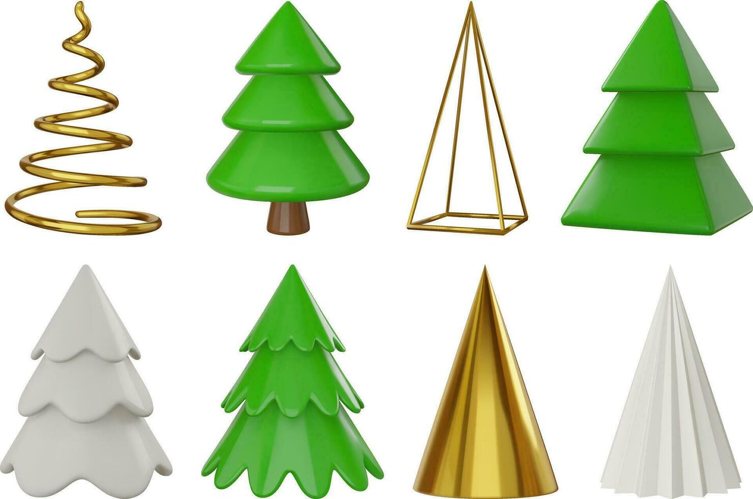 set 3d christmas trees vector
