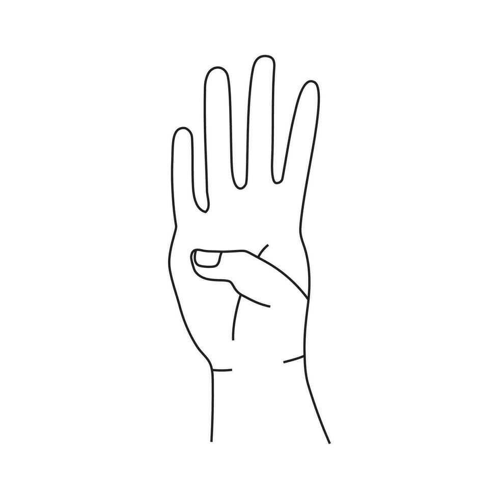 mano demostración cuatro dedos en blanco antecedentes de vector ilustraciones.