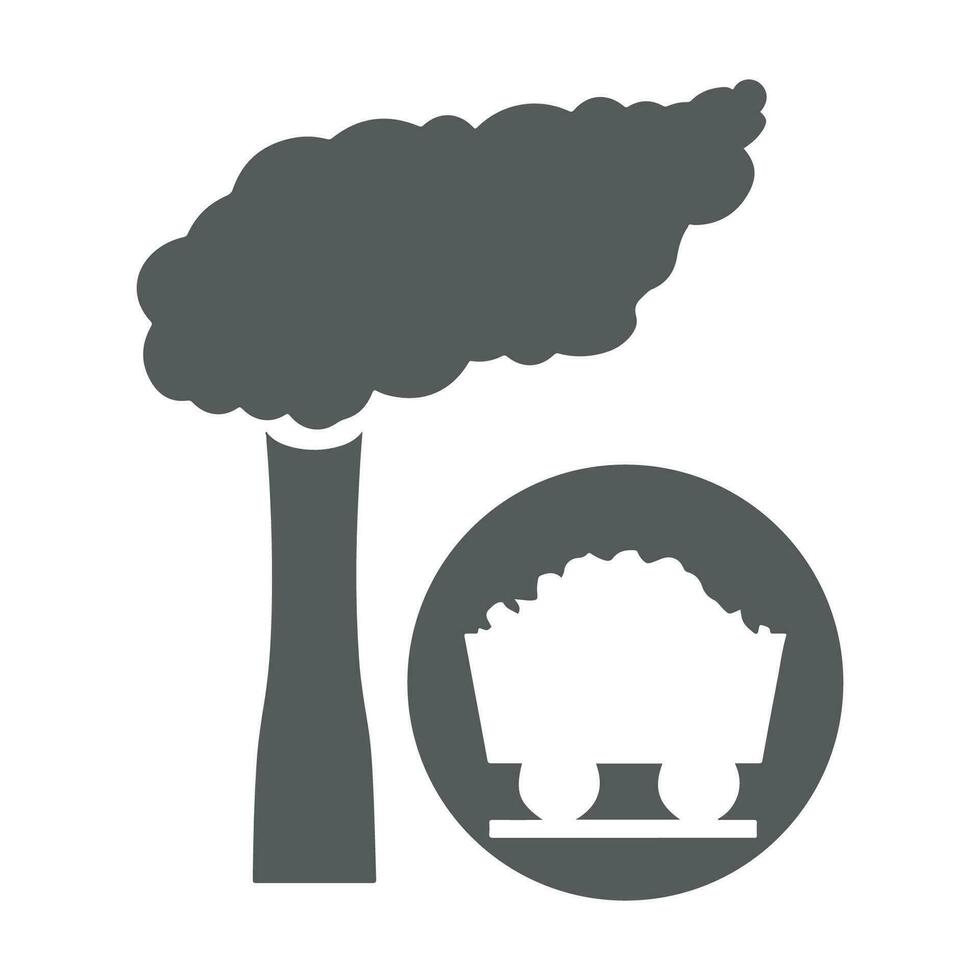 icon of coal power plant and factory. Energy industrial concept. Vector illustration in flat style.