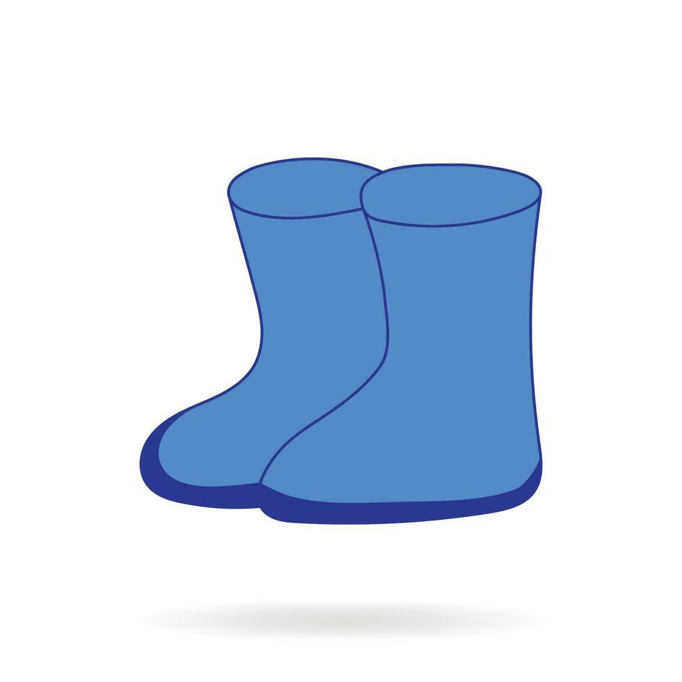 A pair of blue rubber boots - autumn waterproof boots for a seasonal design in a flat style. Isolated vector illustration of waterproof and puddle boots.