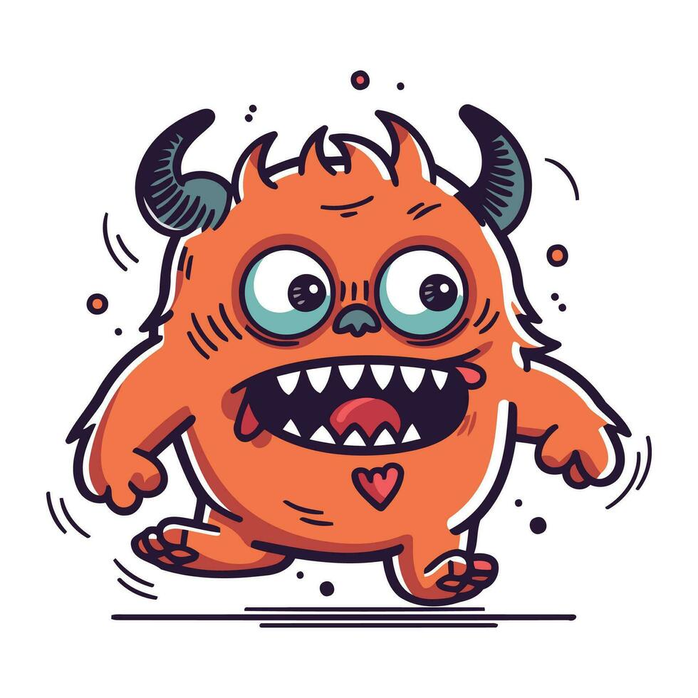 Funny cartoon monster. Vector illustration of a cute little monster.