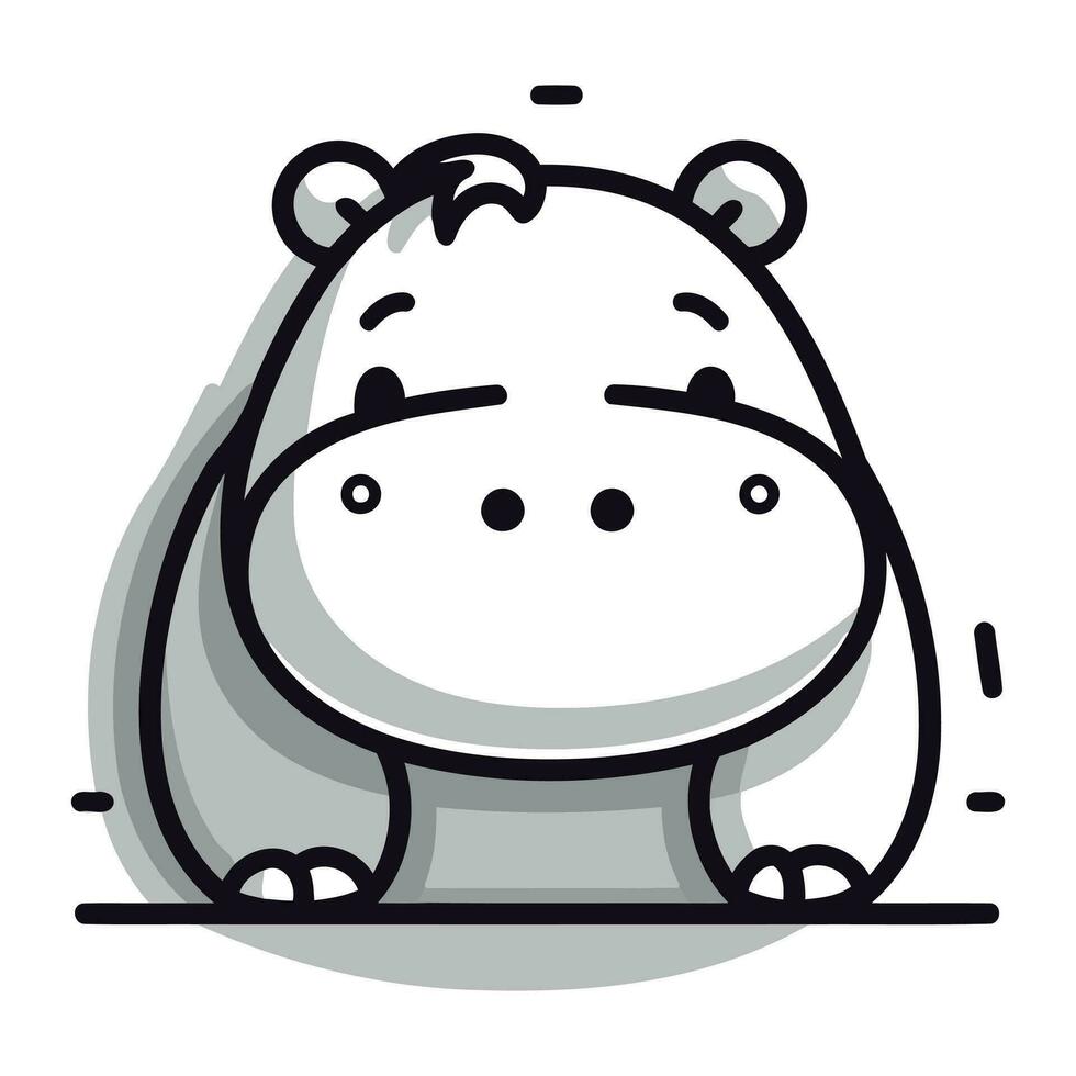 Cute hippo cartoon. Vector illustration of a hippo.