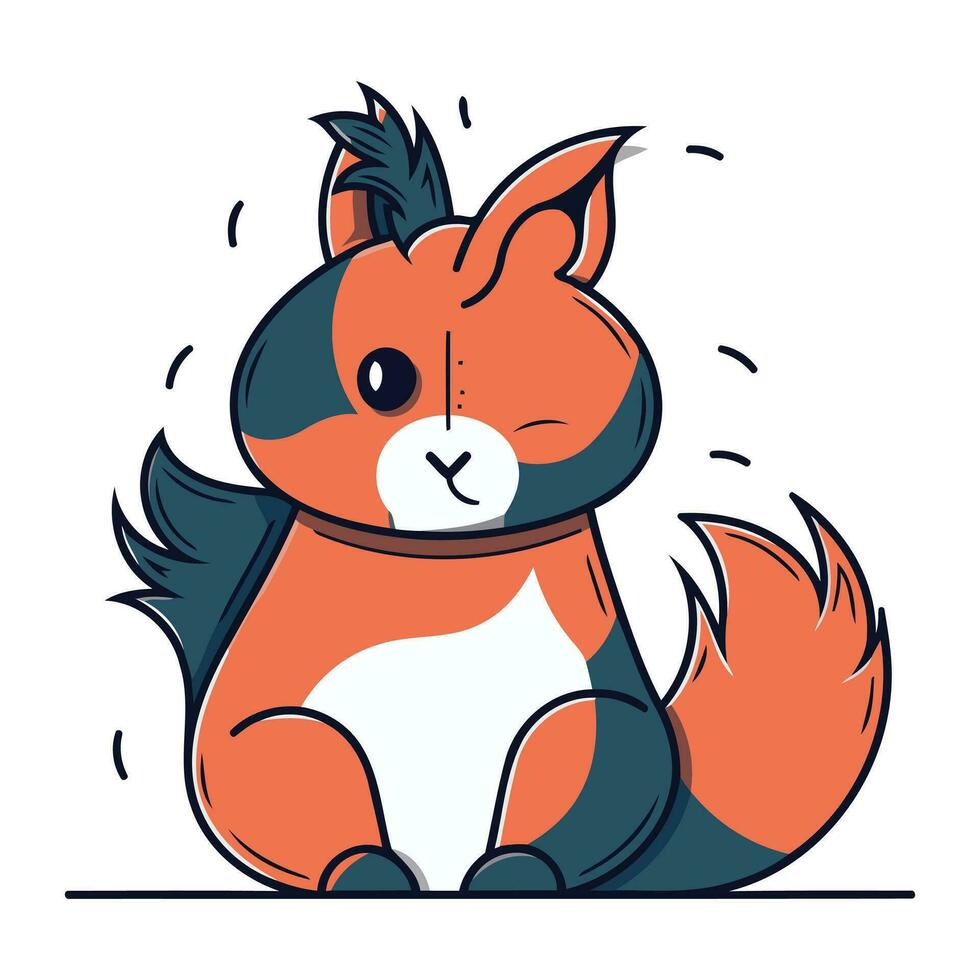 Funny cartoon fox. Vector illustration of a cute little fox.