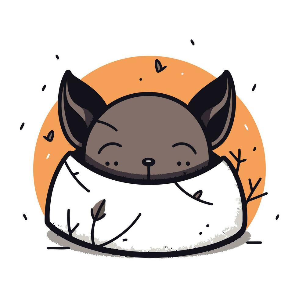 Cute cartoon fox sleeping on the pillow. Vector illustration for your design
