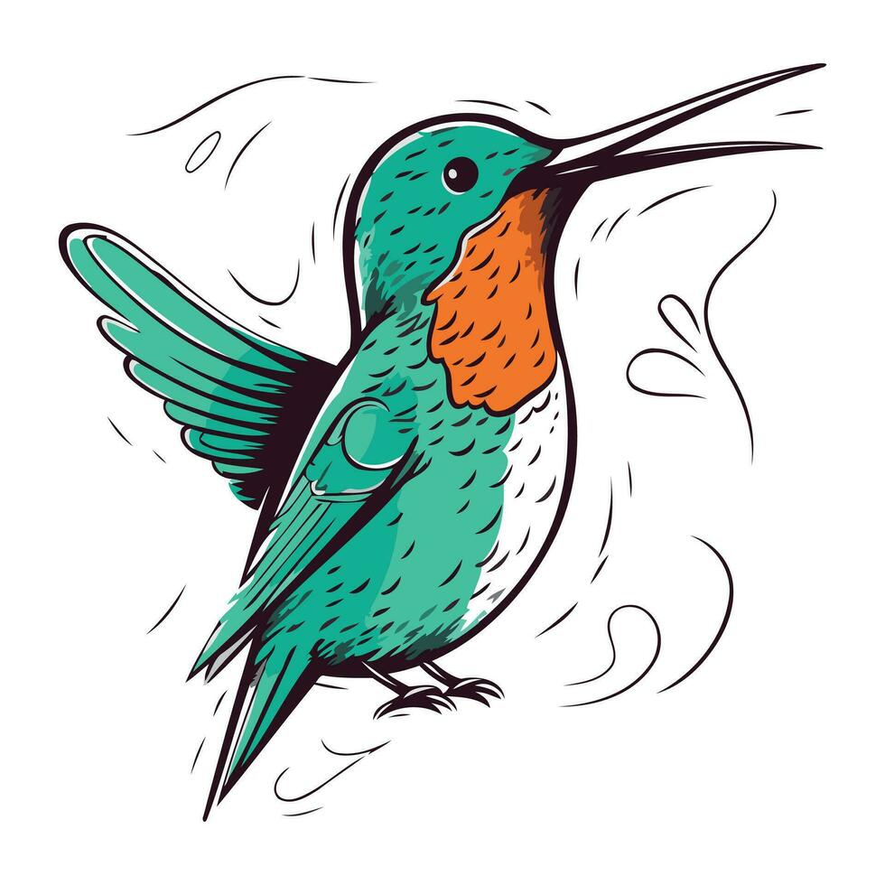 colibrí mano dibujado vector ilustración. aislado en blanco antecedentes.