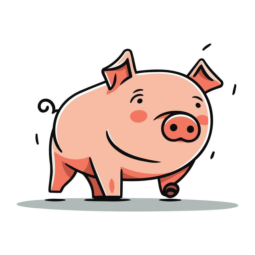 cerdito banco vector ilustración. linda dibujos animados cerdito banco personaje.