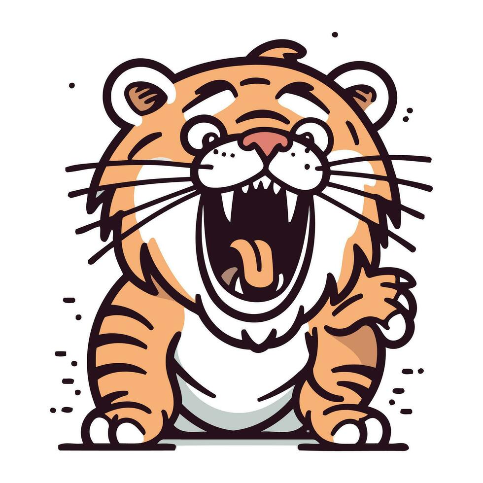 alegre Tigre dibujos animados personaje. vector ilustración aislado en blanco antecedentes.