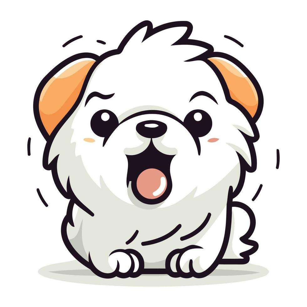 Illustration of a Cute Shih Tzu Dog Cartoon Character vector