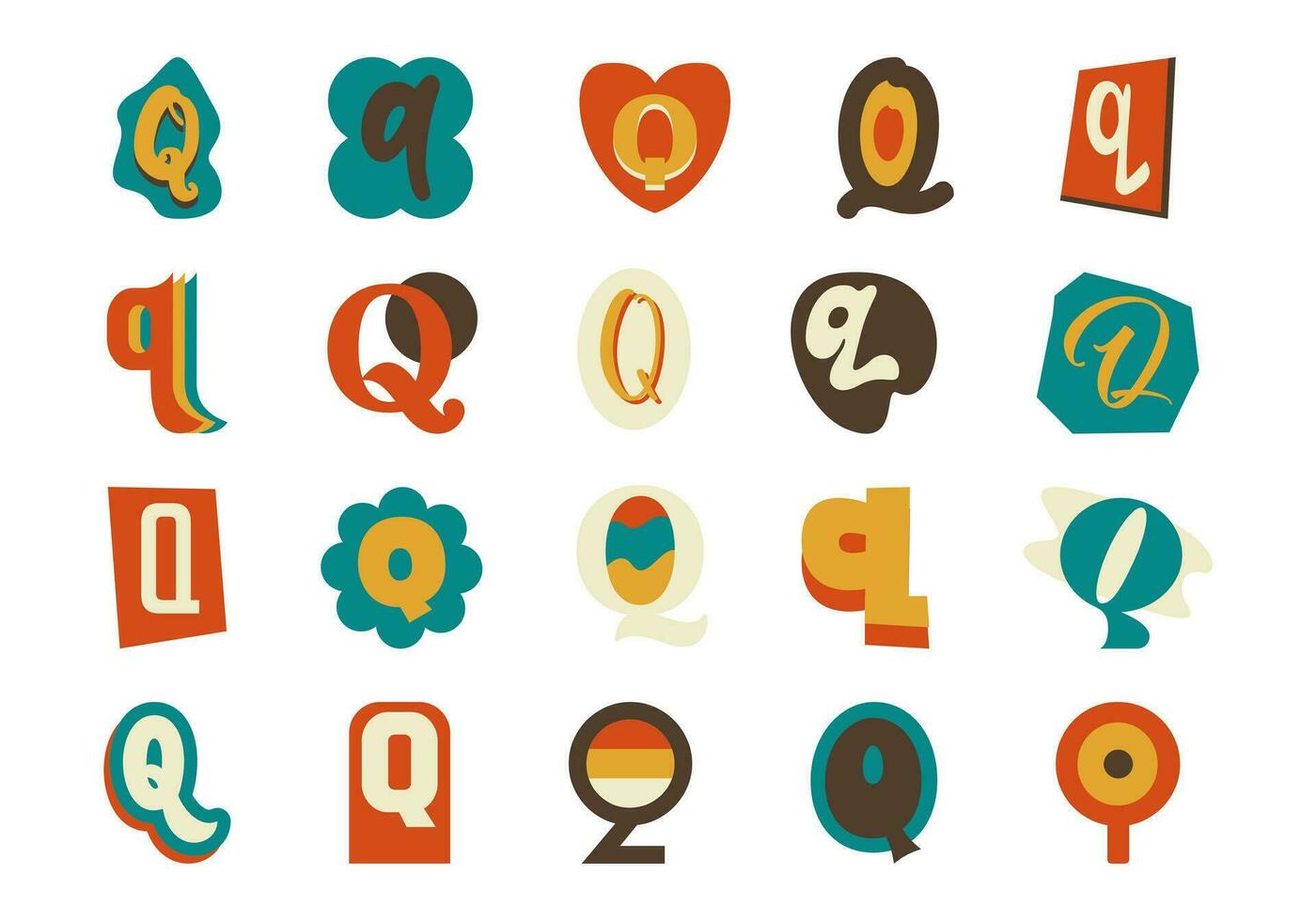 Alphabet Ransom Note Q Set vector