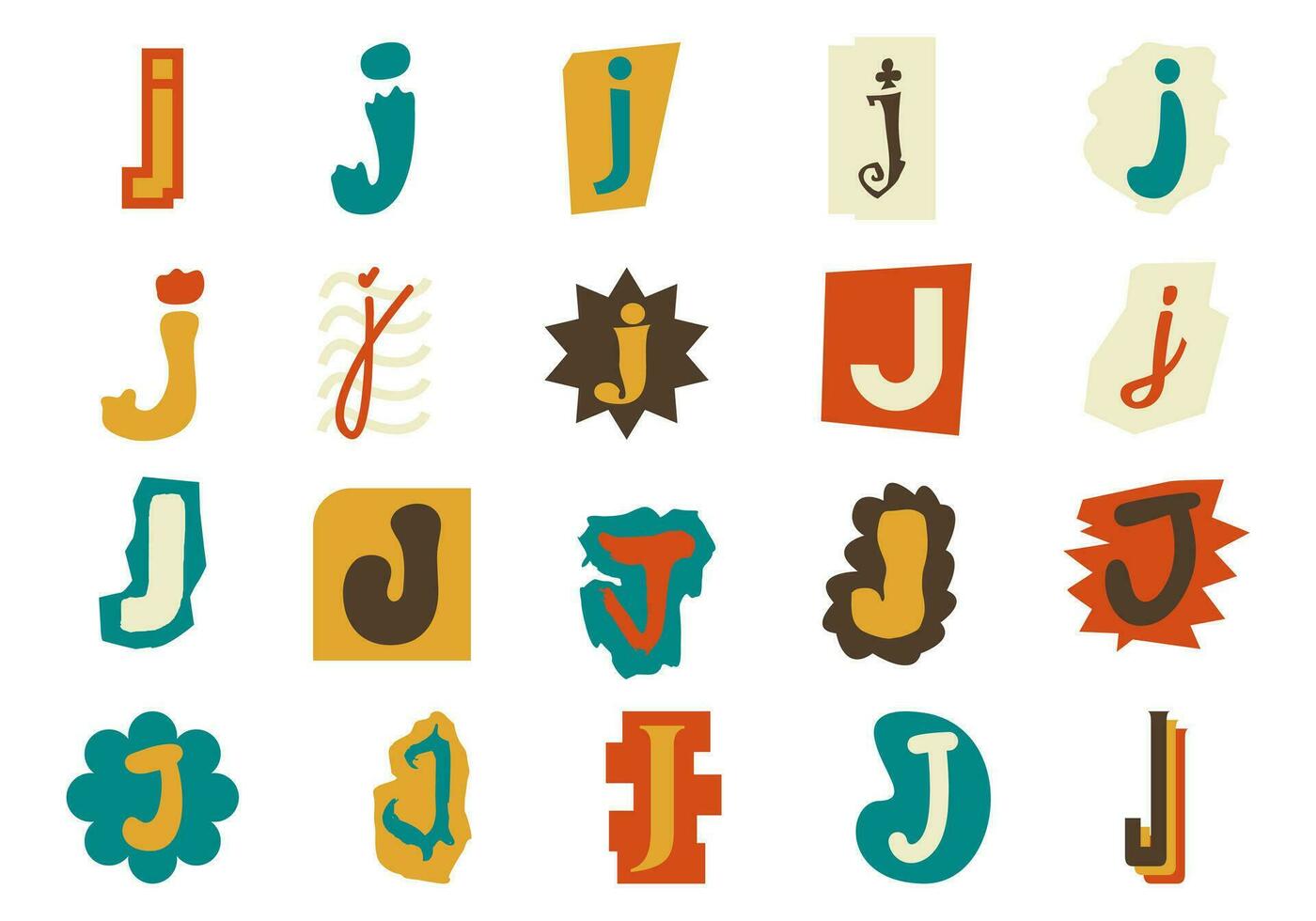 Alphabet Ransom Note J Set vector