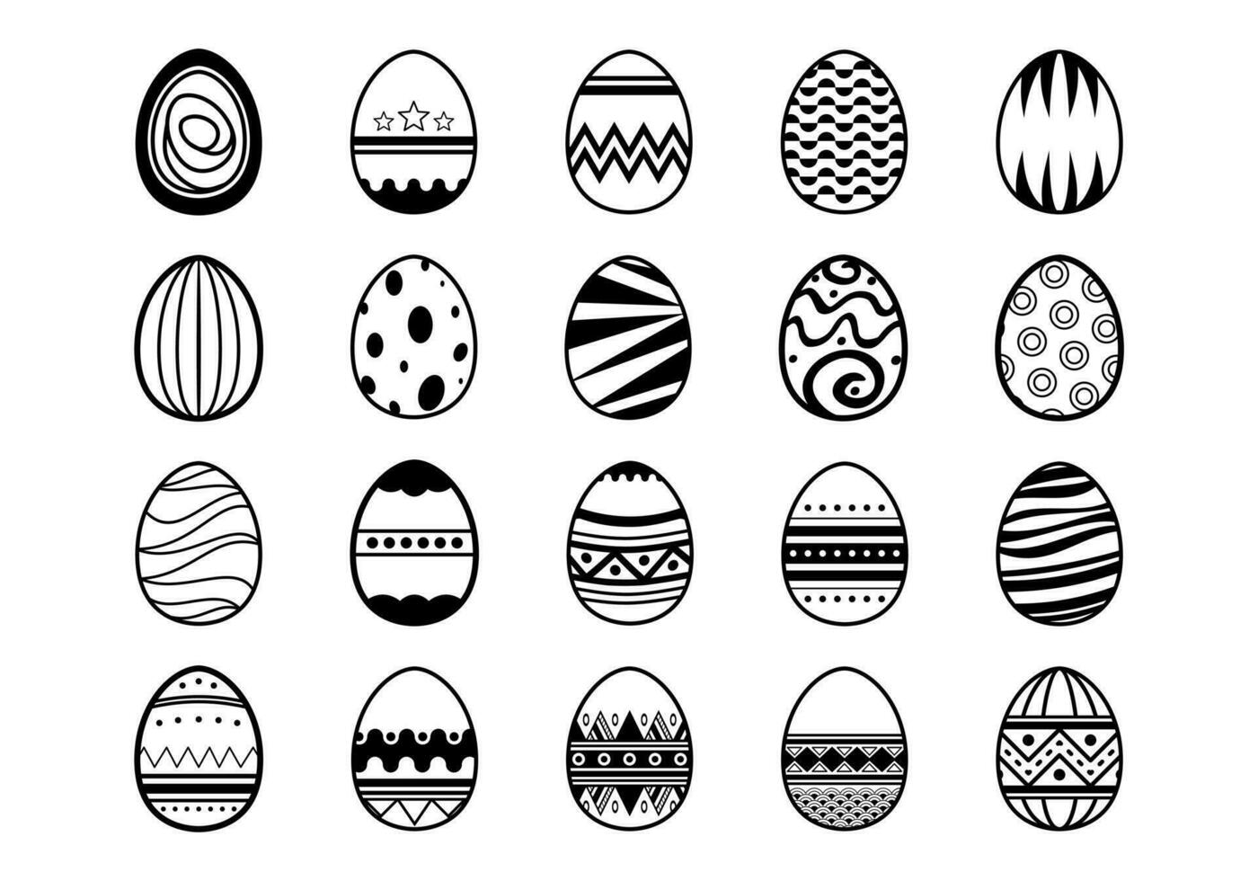 Monoline Easter Egg Element Set vector