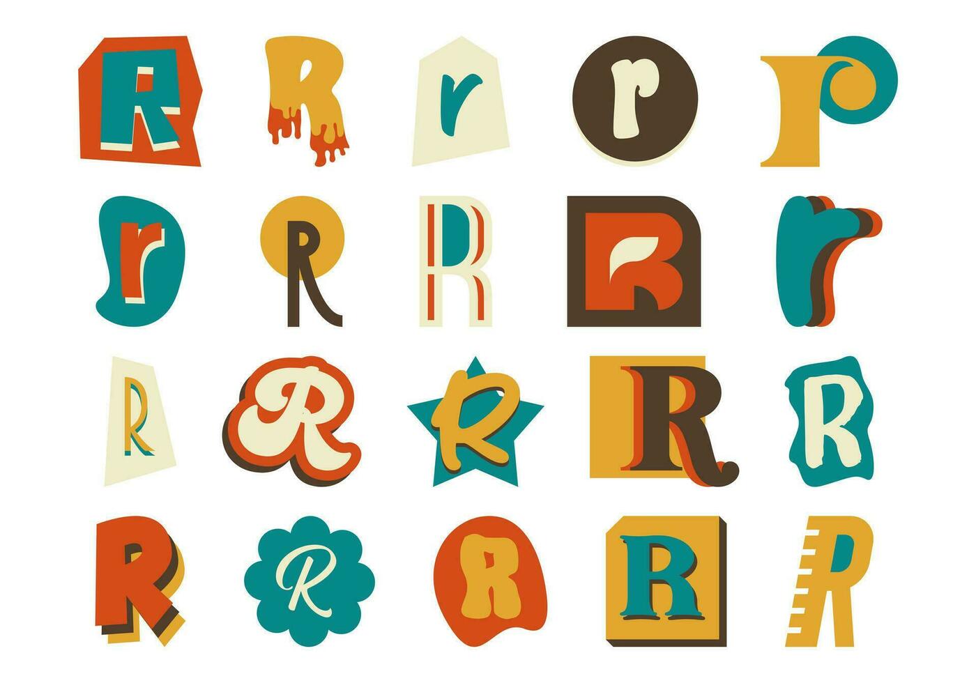 Alphabet Ransom Note R Set vector