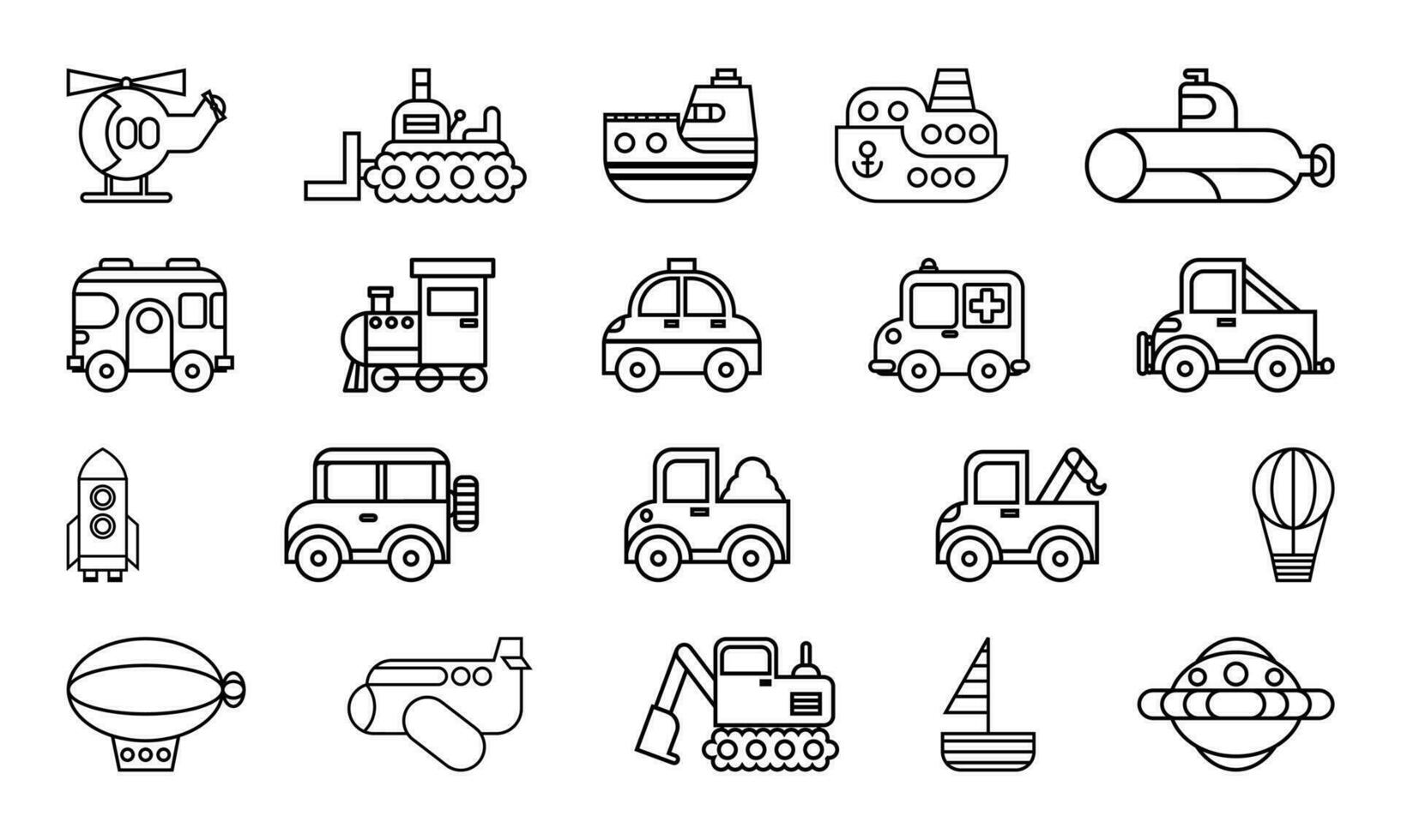 Vehicle Line Icon Element Set vector