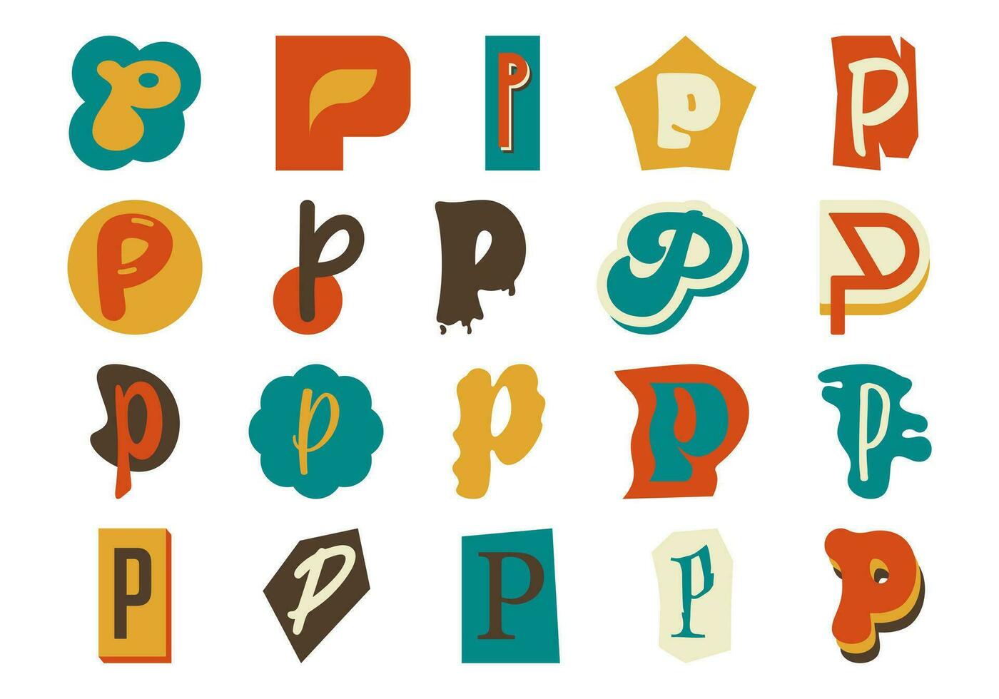 Alphabet Ransom Note P Set vector