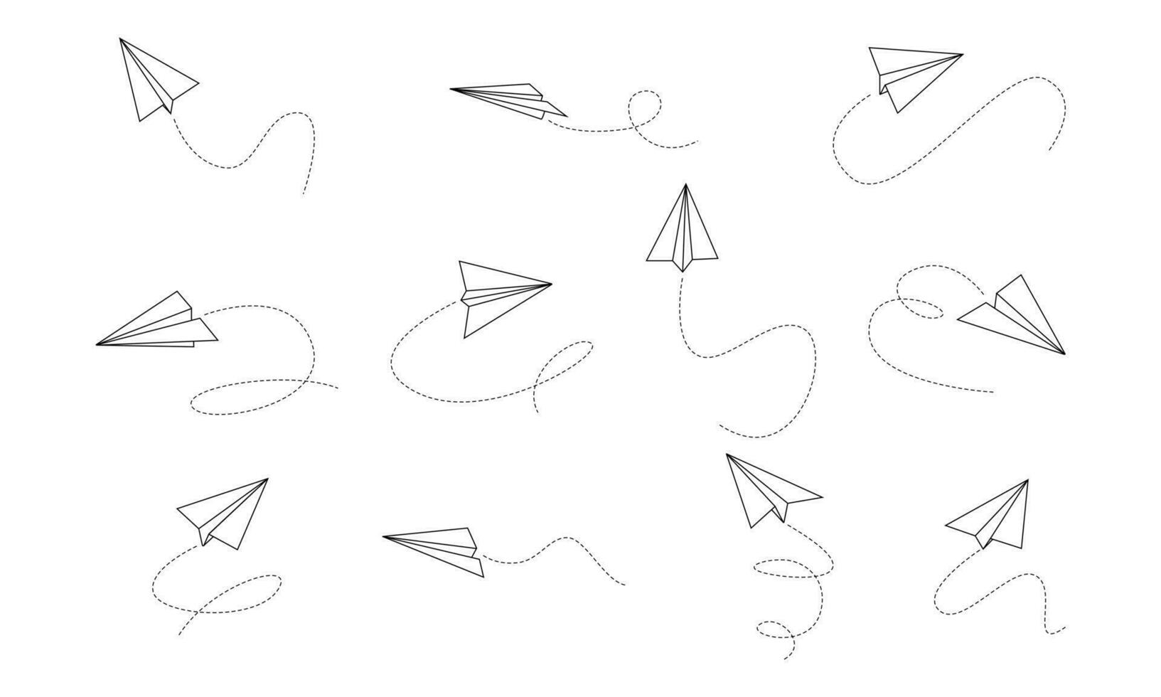 Lined Paper Airplane Element Set vector