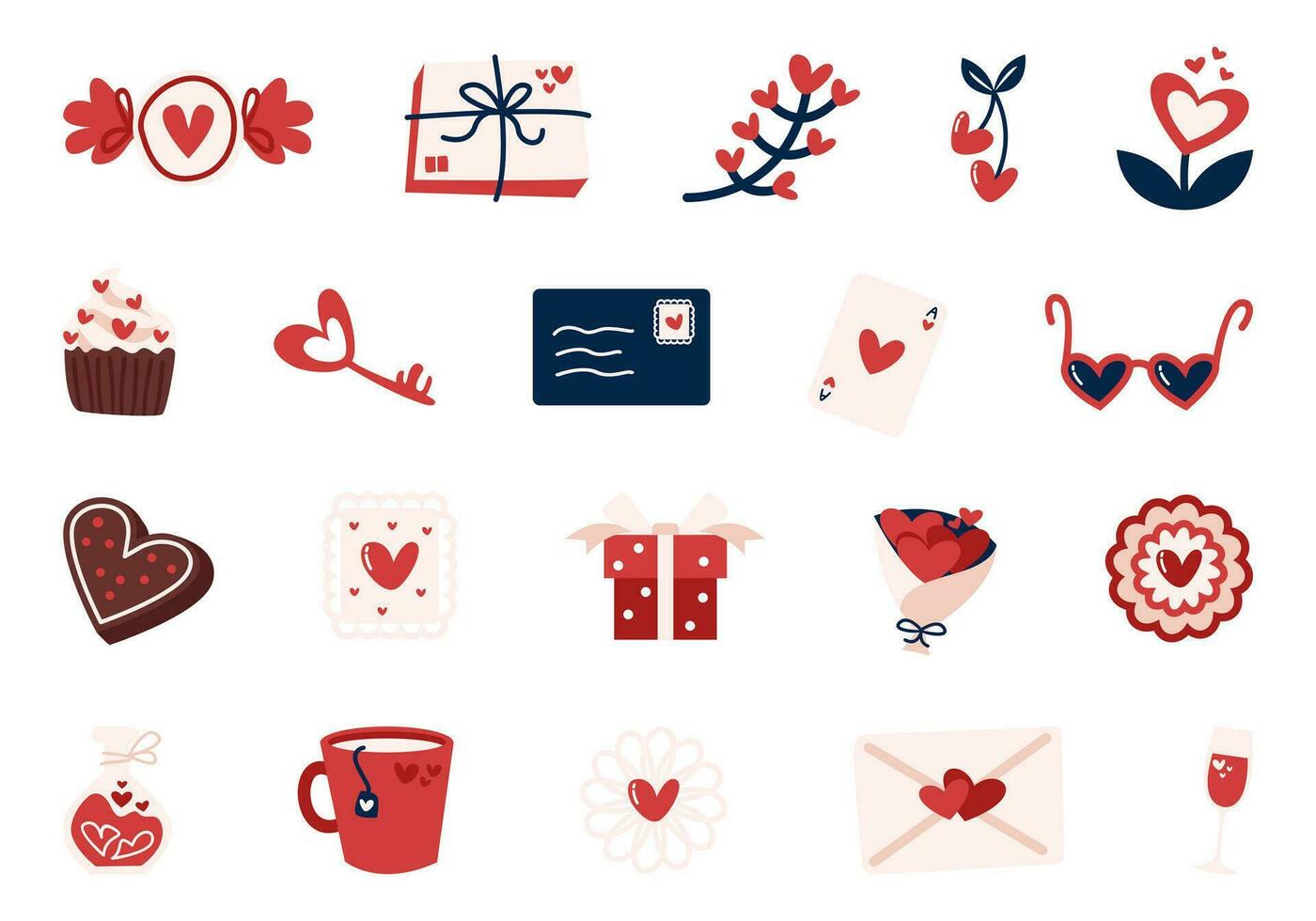 Cute Valentine Day Element Set vector