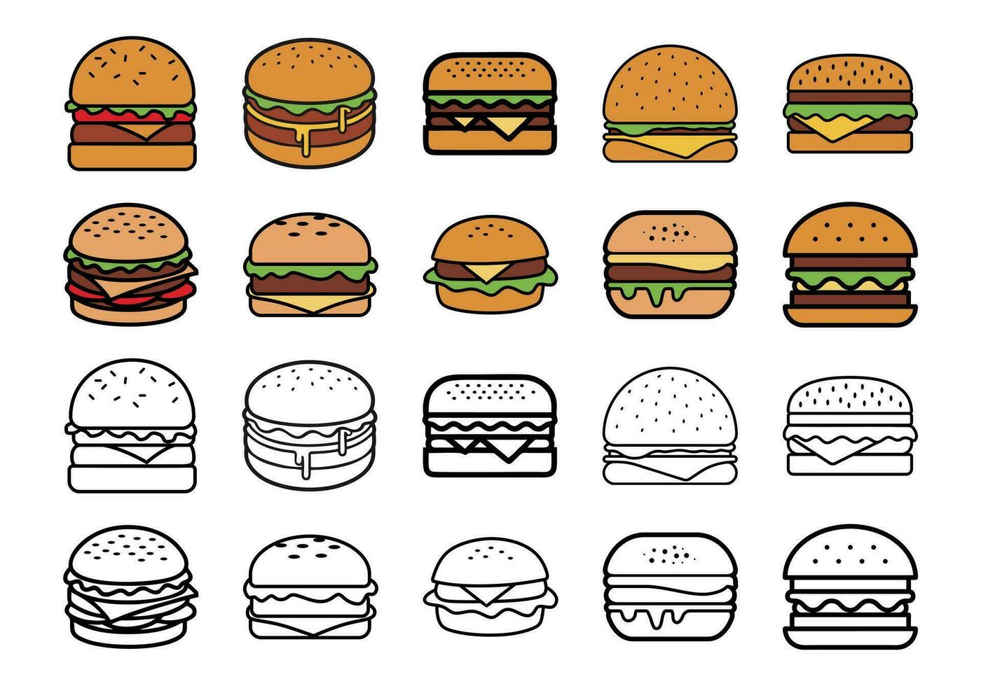 hamburguesa día ilustración elemento conjunto vector