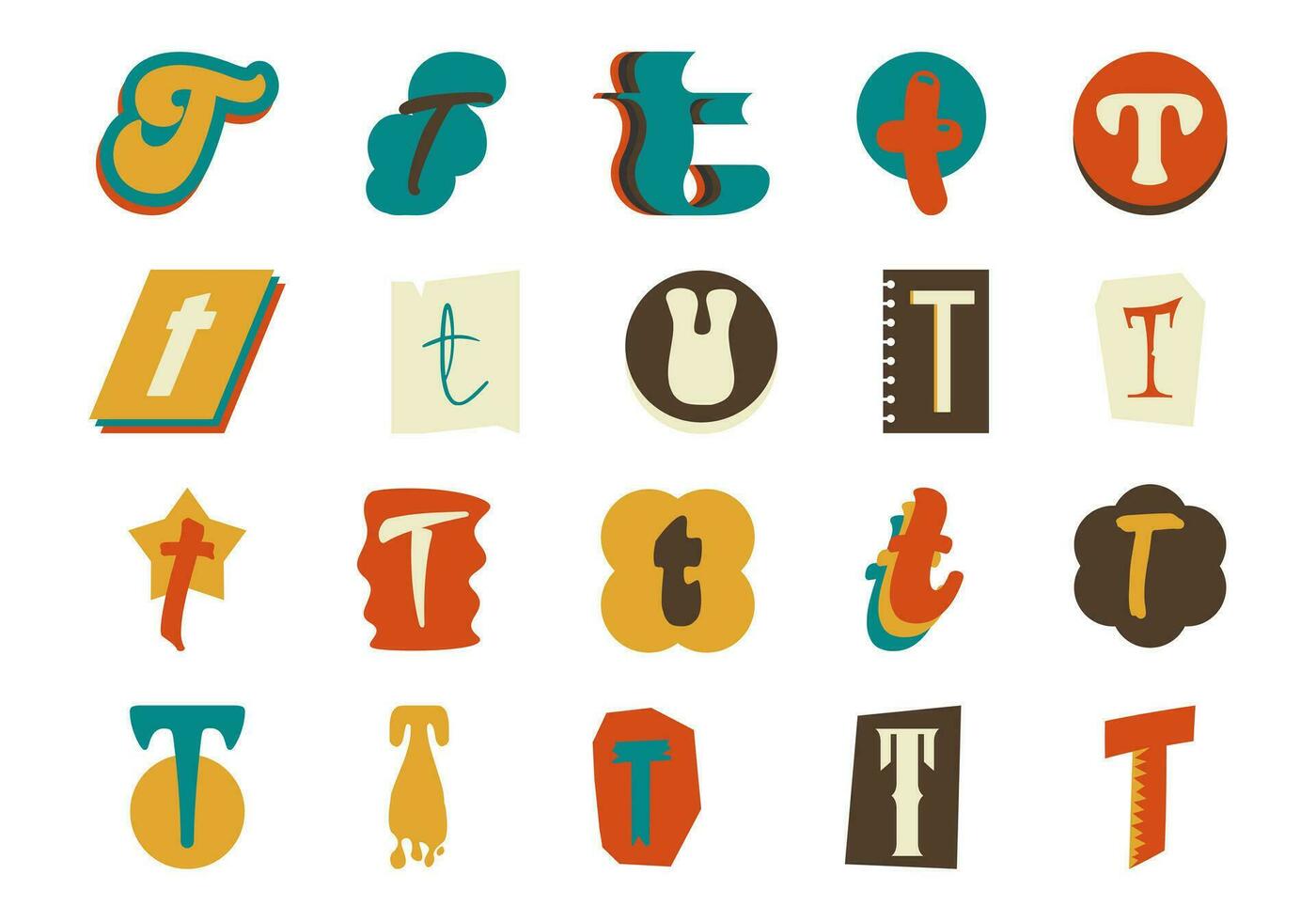 Alphabet Ransom Note T Set vector