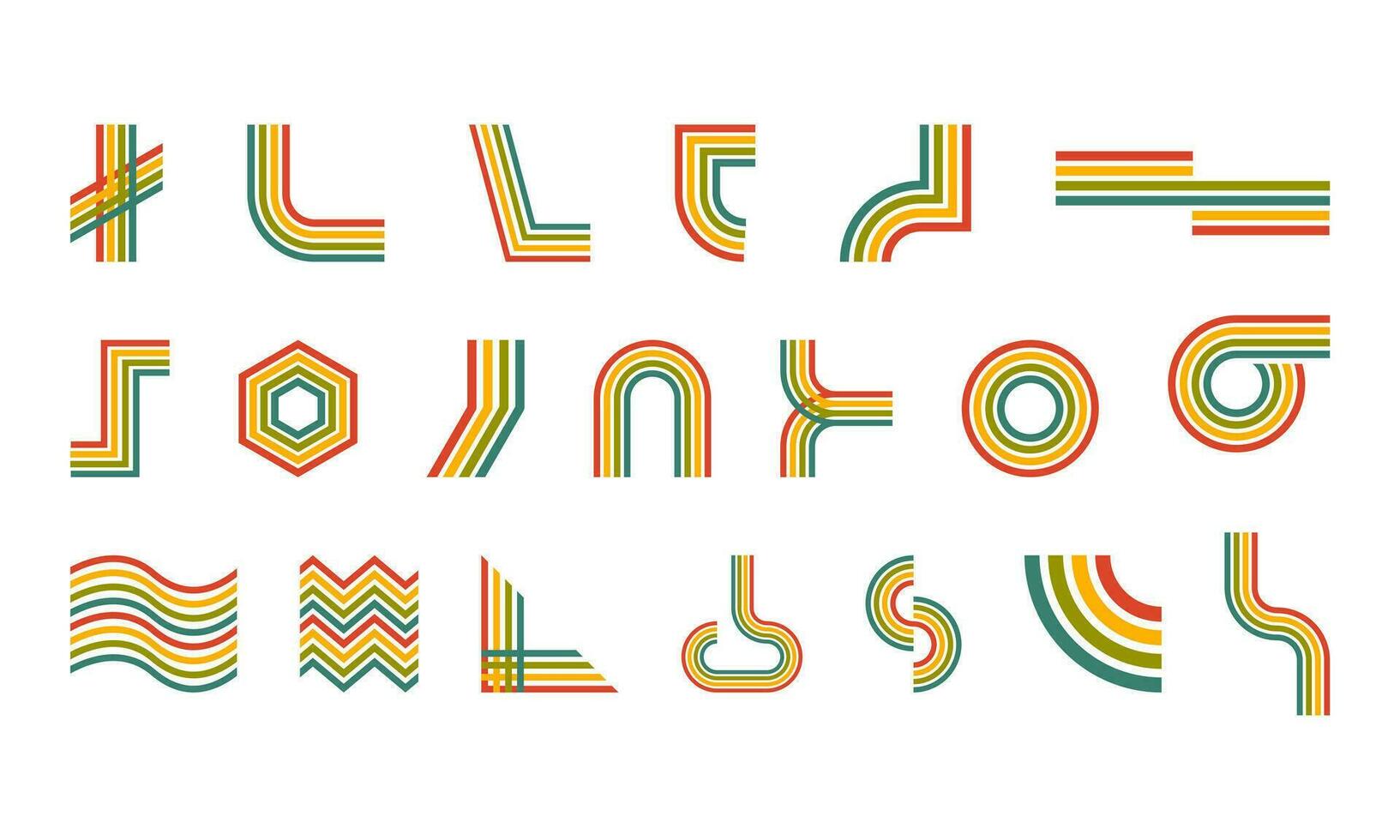 70's Groovy Lined Element Set vector