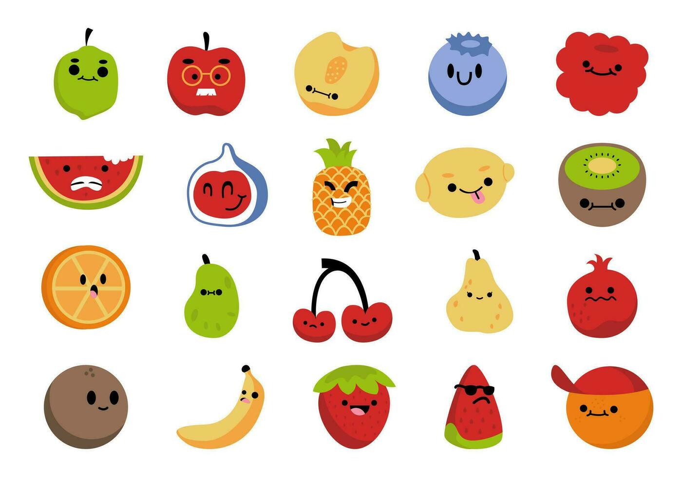 Cute Fruit Character Element Set vector