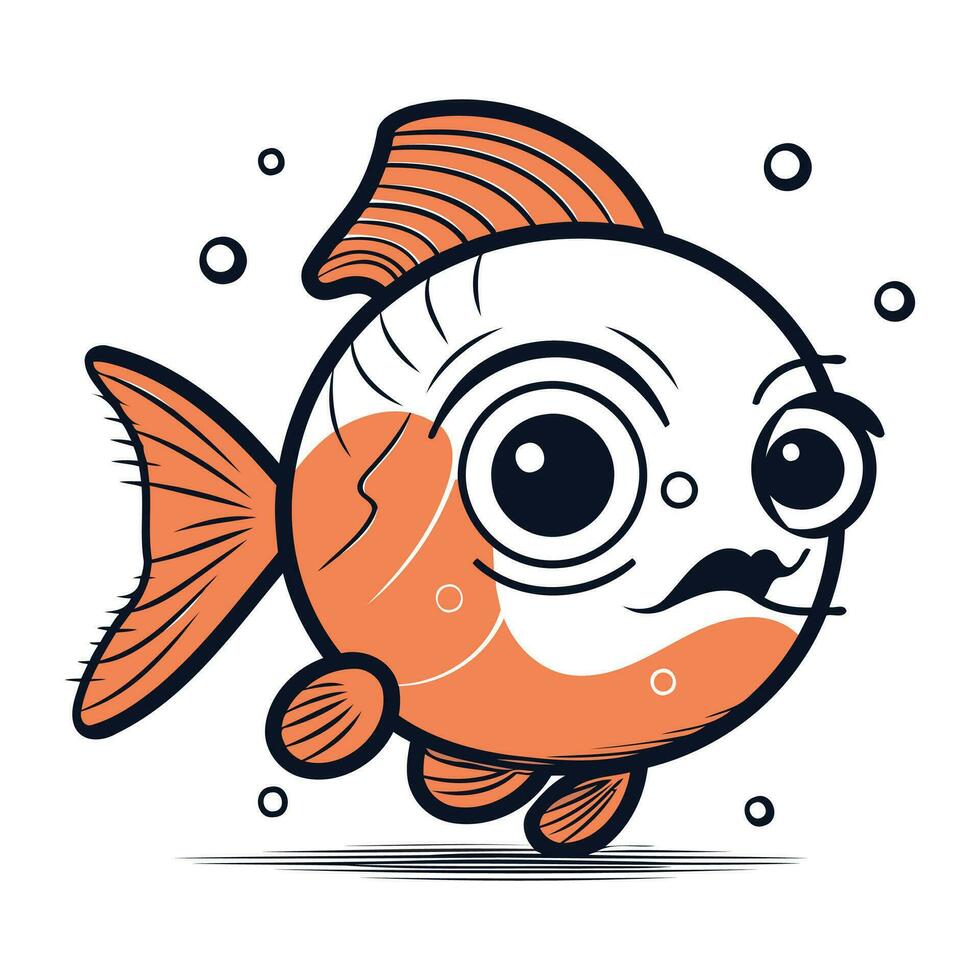 Cute cartoon fish isolated on a white background. Vector illustration.