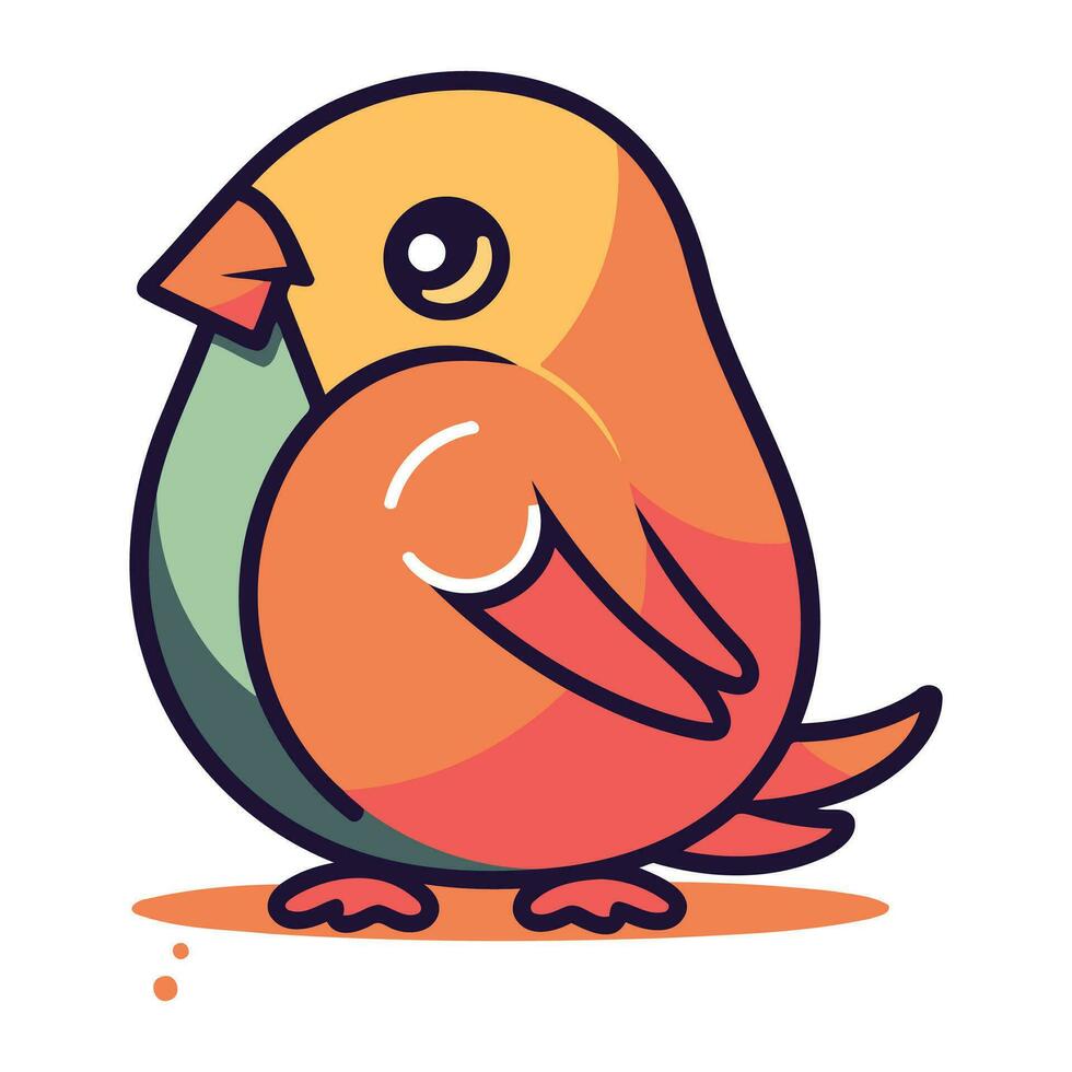 Cute little bird. Vector illustration in cartoon style. Isolated on white background.