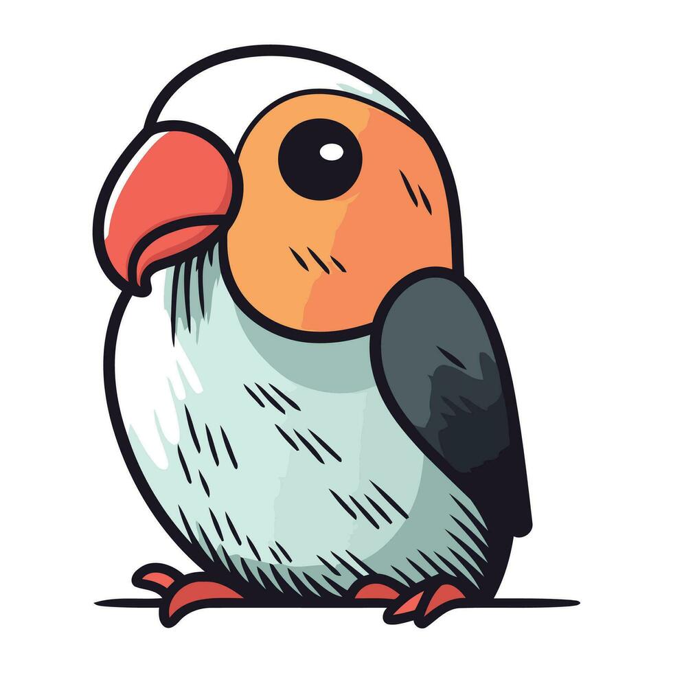 Cute cartoon parrot. Vector illustration isolated on white background.