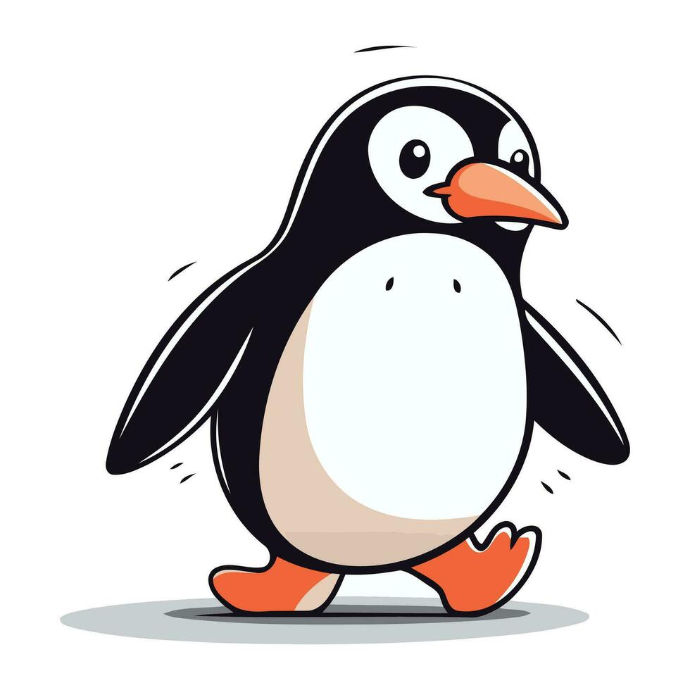 linda pingüino en blanco antecedentes. vector ilustración. dibujos animados personaje.