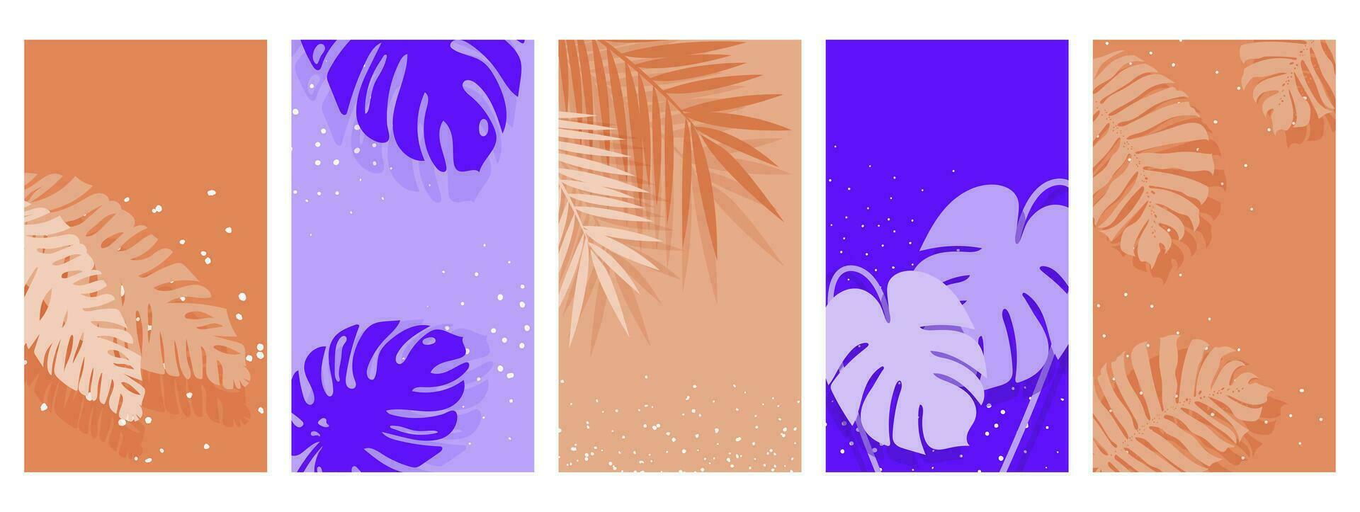 colección de resumen vertical Arte plantillas con tropical hojas. adecuado para social medios de comunicación publicaciones, móvil aplicaciones, pancartas diseño y web o Internet anuncios Moda antecedentes. vector ilustración.