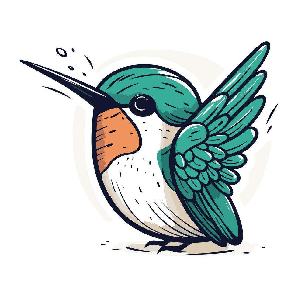 Hand drawn vector illustration or drawing of a cute cartoon kingfisher