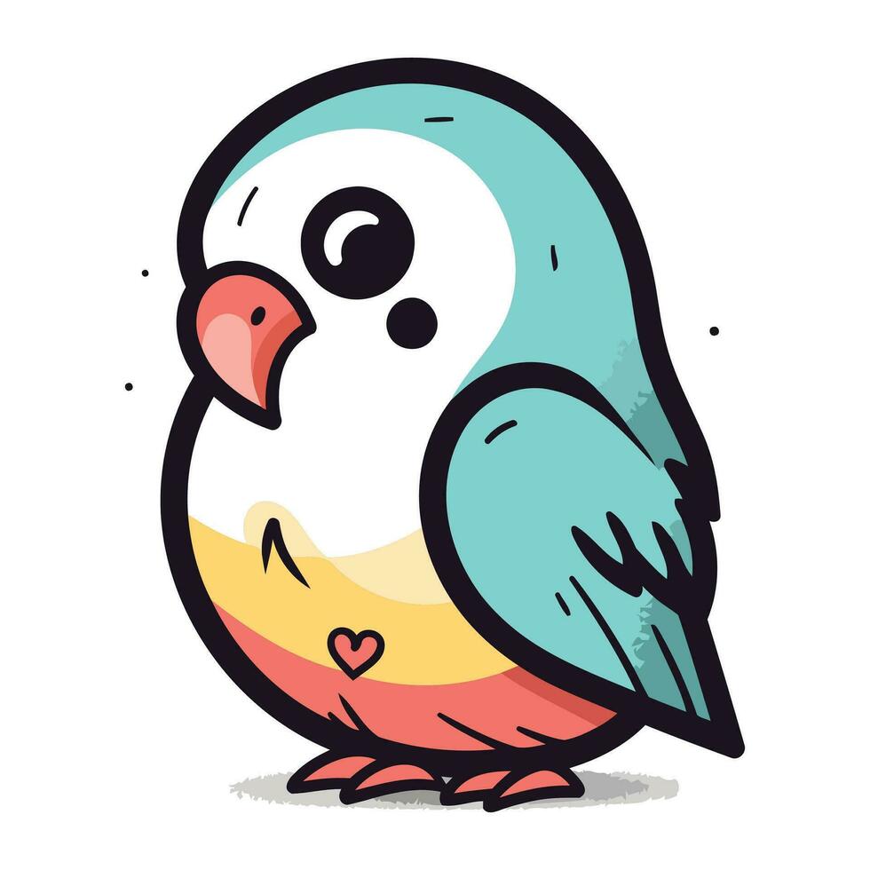 Cute cartoon parrot. Vector illustration on a white background.