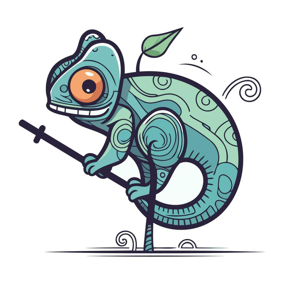 Chameleon on a white background. Vector illustration for your design