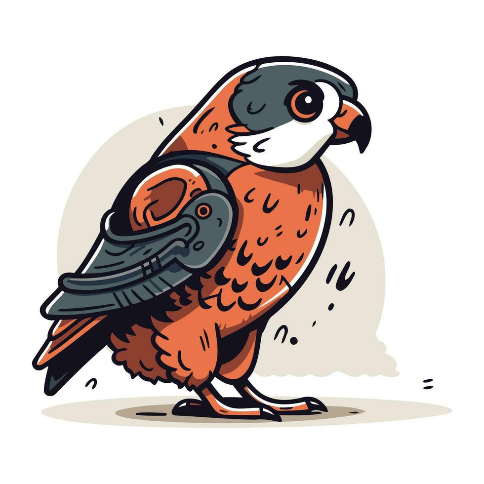 Vector illustration of a cute bird. Hand drawn illustration of a bird.
