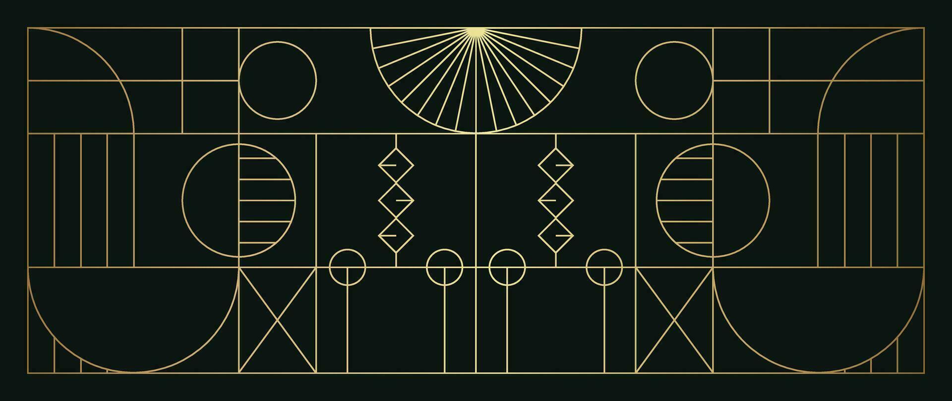 Luxury geometric gold line art and art deco background vector. Abstract geometric frame and elegant art nouveau with delicate. Illustration design for invitation, banner, vip, interior, decoration. vector