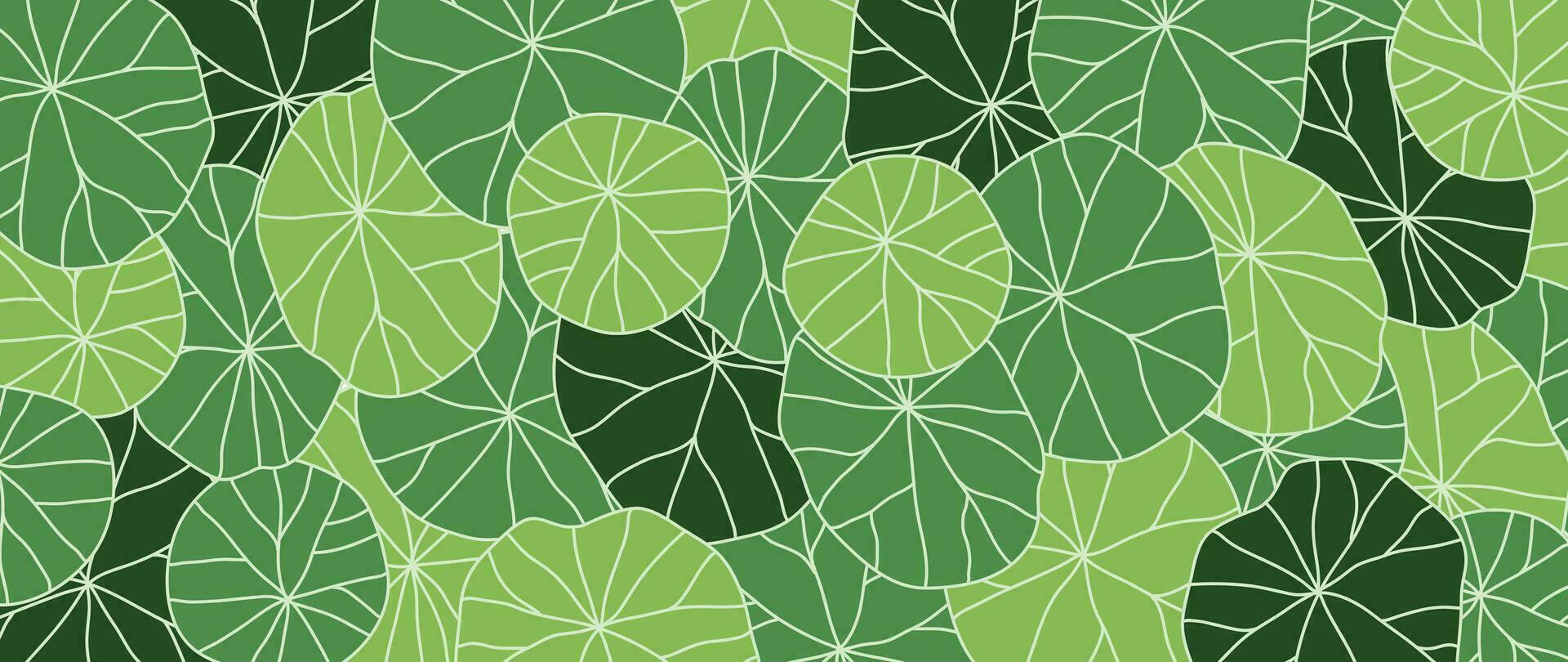 Abstract foliage line art vector background. Leaf wallpaper of tropical leaves, lotus leaf, plants in hand drawn pattern. Botanical jungle illustrated for banner, prints, decoration, fabric.