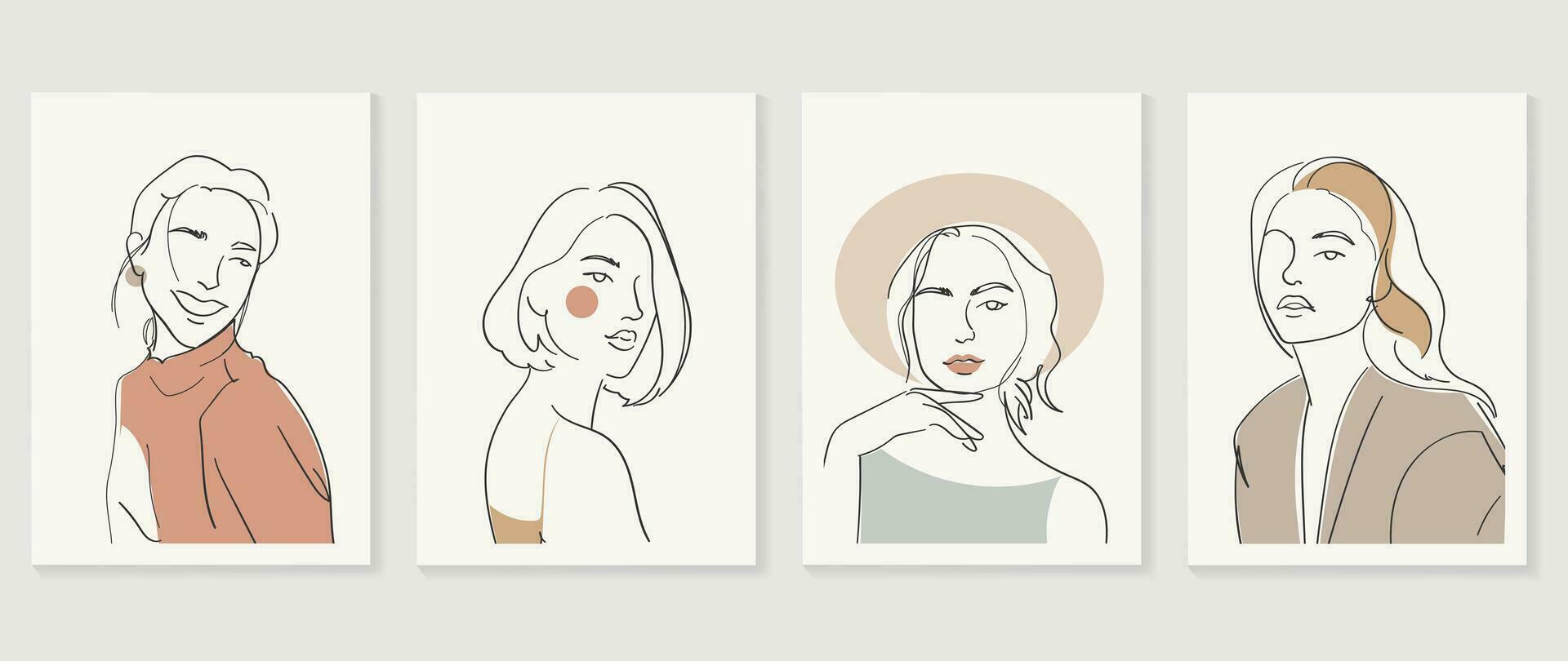 Surreal faces abstract art background vector. Portrait abstract face one line drawing with modern continuous line art and abstract geometric art style. Good for poster, wall art, print, cover design. vector