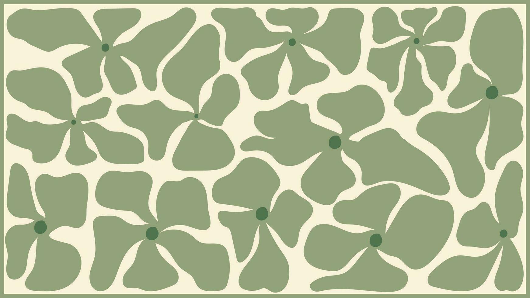 Abstract botanical art background vector. Natural hand drawn pattern design with green flower. Simple contemporary style illustrated Design for fabric, print, cover, banner, wallpaper. vector