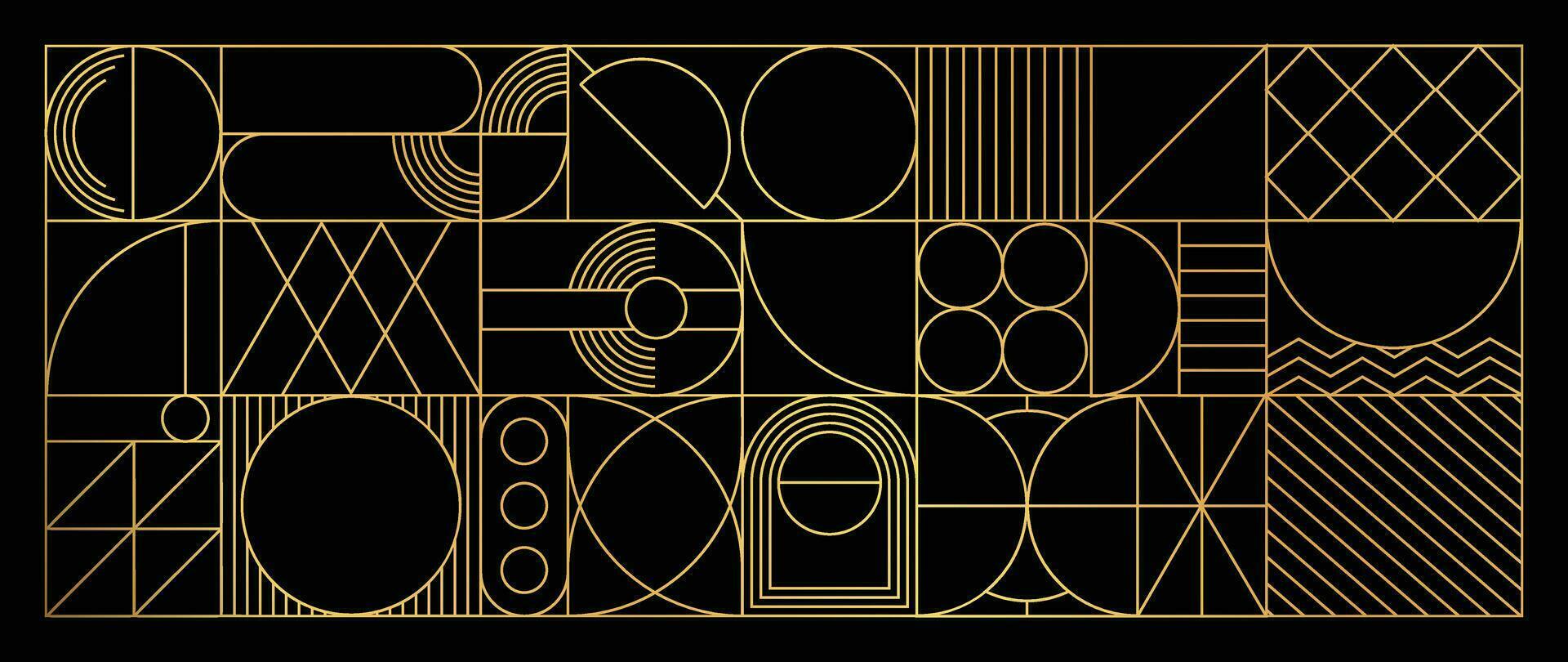 Luxury geometric gold line art and art deco background vector. Abstract geometric frame and elegant art nouveau with delicate. Illustration design for invitation, banner, vip, interior, decoration. vector