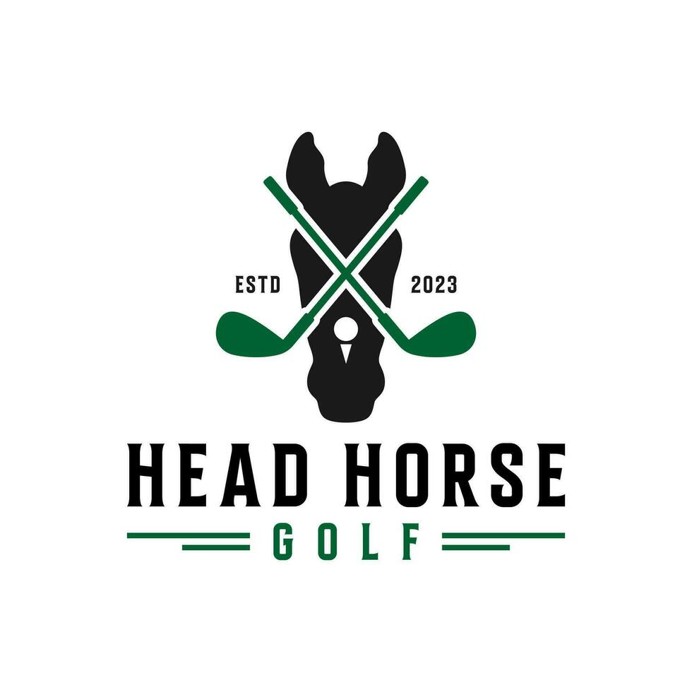 horse head golf illustration logo vector