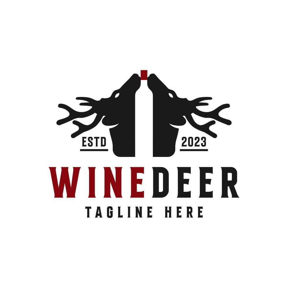 wine deer vector illustration logo