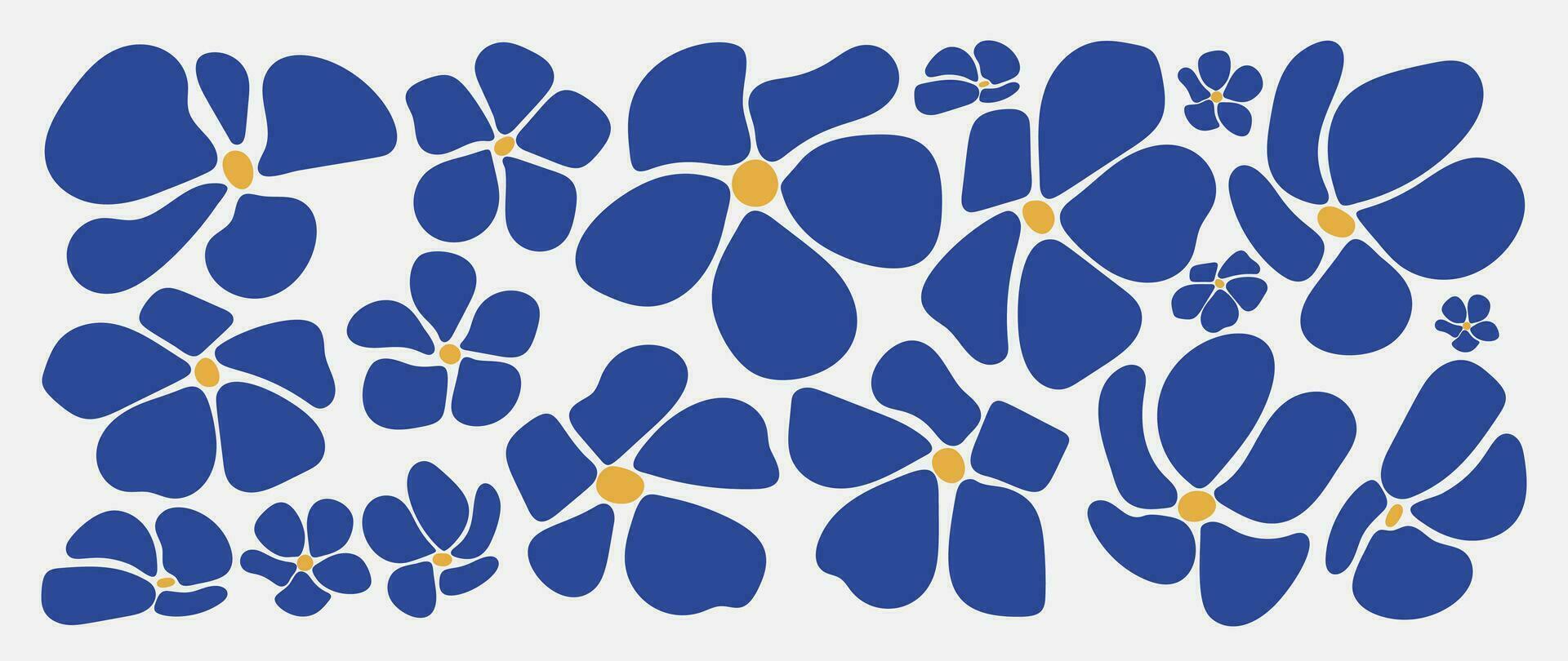 Abstract botanical art background vector. Natural hand drawn pattern design with blue flower. Simple contemporary style illustrated Design for fabric, print, cover, banner, wallpaper. vector