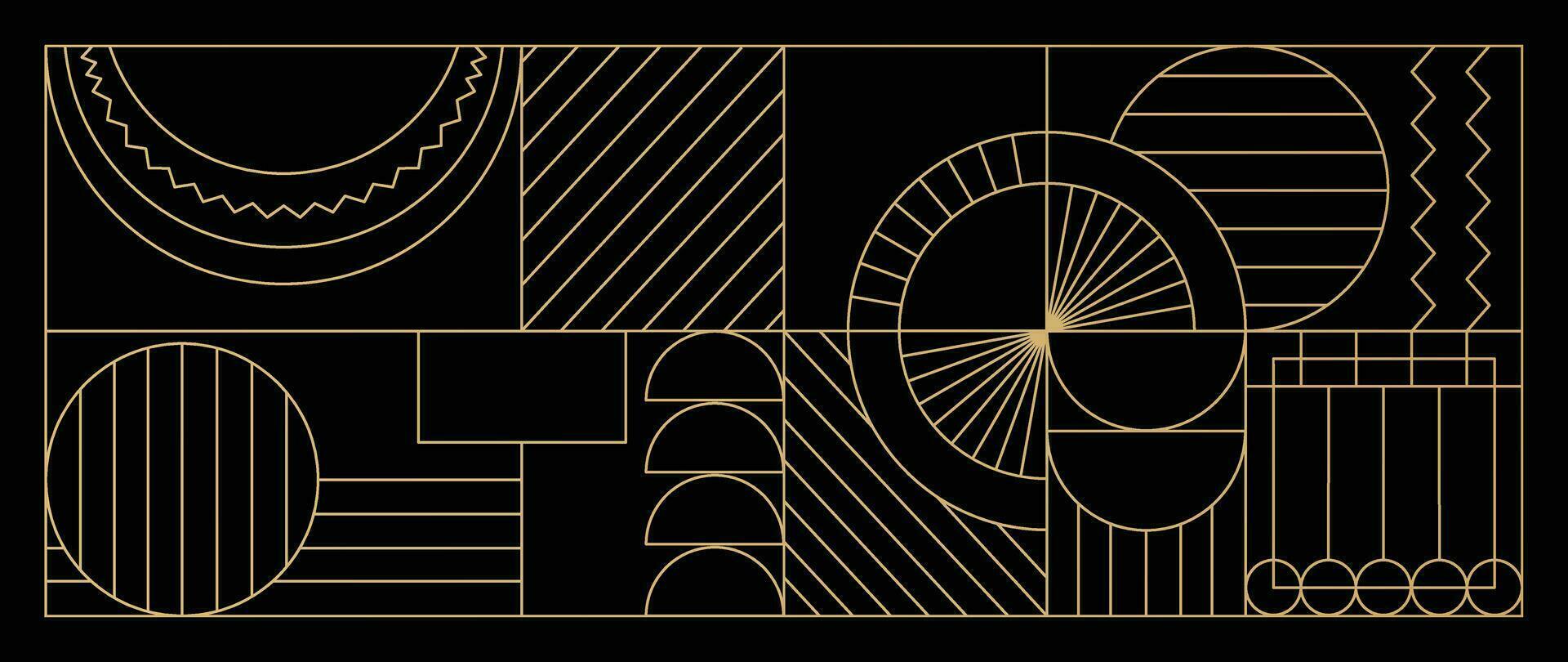Luxury geometric gold line art and art deco background vector. Abstract geometric frame and elegant art nouveau with delicate. Illustration design for invitation, banner, vip, interior, decoration. vector