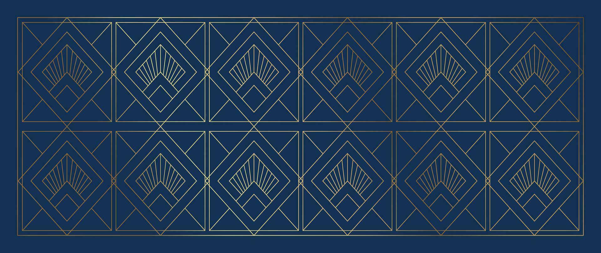 Luxury geometric gold line art and art deco background vector. Abstract geometric frame and elegant art nouveau with delicate. Illustration design for invitation, banner, vip, interior, decoration. vector