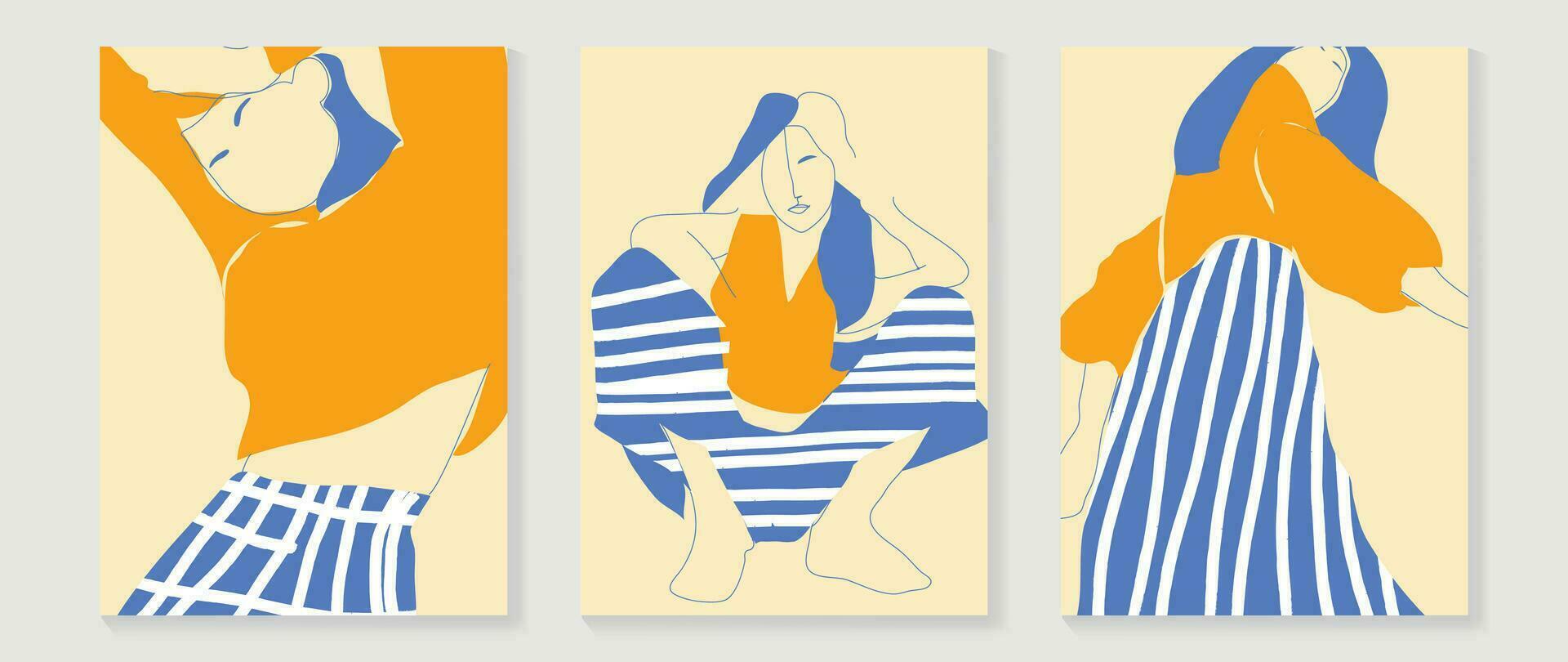 Surreal faces abstract art background vector. Portrait abstract face one line drawing with modern continuous line art and abstract geometric art style. Good for poster, wall art, print, cover design. vector