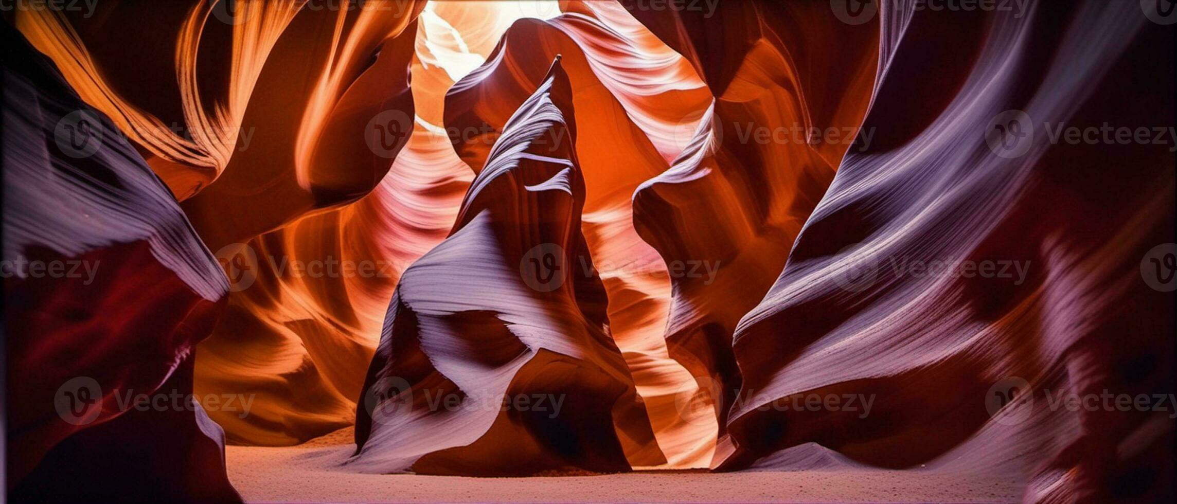 Antelope Canyon eroded sandstone curves create vibrant multi colored patterns generated by AI photo