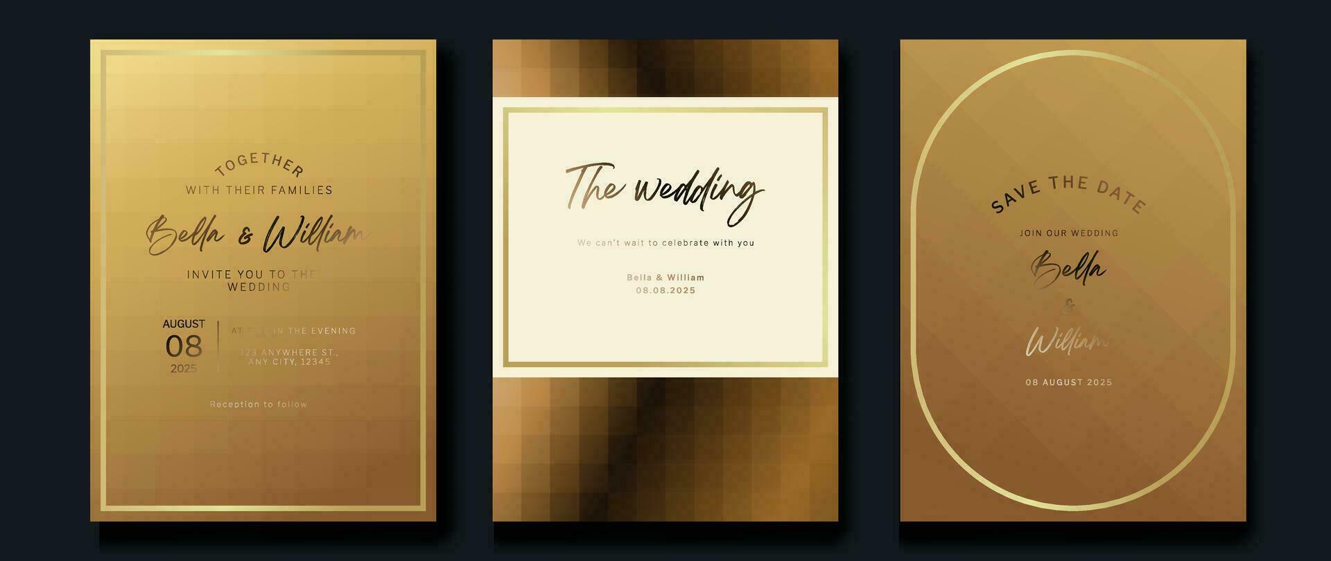 Luxury invitation card background vector. Golden curve elegant, gold lines gradient on light color background. Premium design illustration for gala card, grand opening, party invitation, wedding. vector