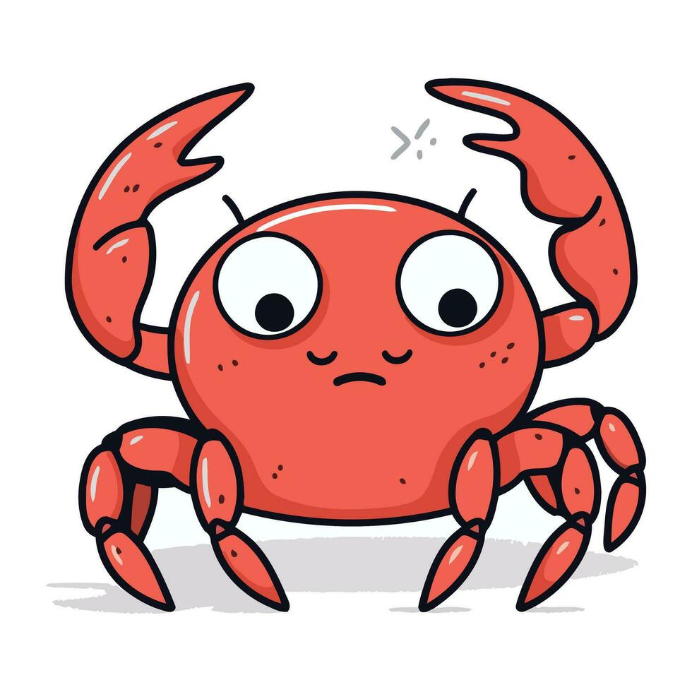 Crab cartoon character. Vector illustration isolated on a white background.