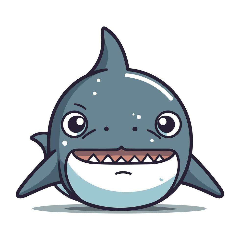Shark cartoon character vector illustration. Cute shark mascot design.