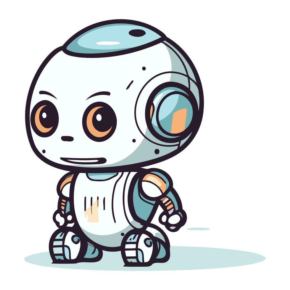 Cute little robot character. Vector illustration of a cute little robot.