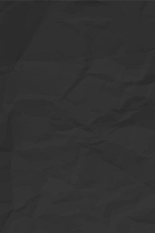 Black clean crumpled paper background. Vertical crumpled empty paper template for posters and banners. Vector illustration